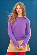 Load image into Gallery viewer, Cashmere Crop Crew Sweater in Misty Purple
