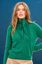 Load image into Gallery viewer, Distressed Triangle Cashmere Scarf in Olive Green
