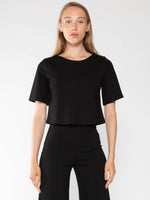 Load image into Gallery viewer, Ponte Knit Short Sleeve Top in Black

