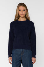 Load image into Gallery viewer, Zosia Fuzzy Knit Sweater in Navy
