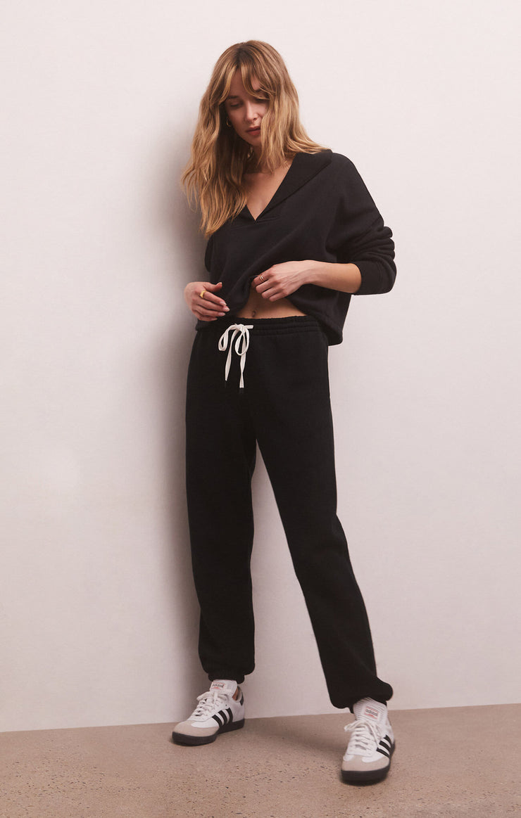 Sporty Fleece Jogger in Black