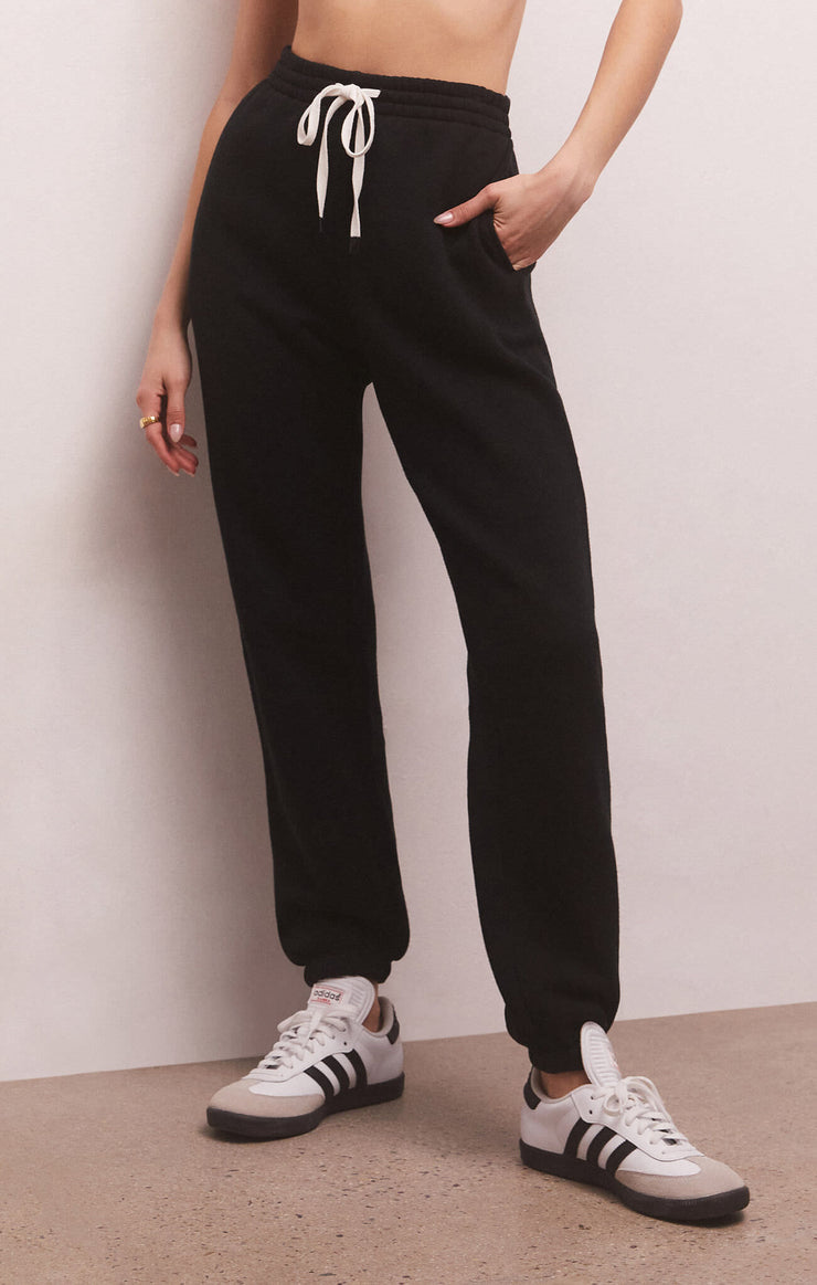 Sporty Fleece Jogger in Black