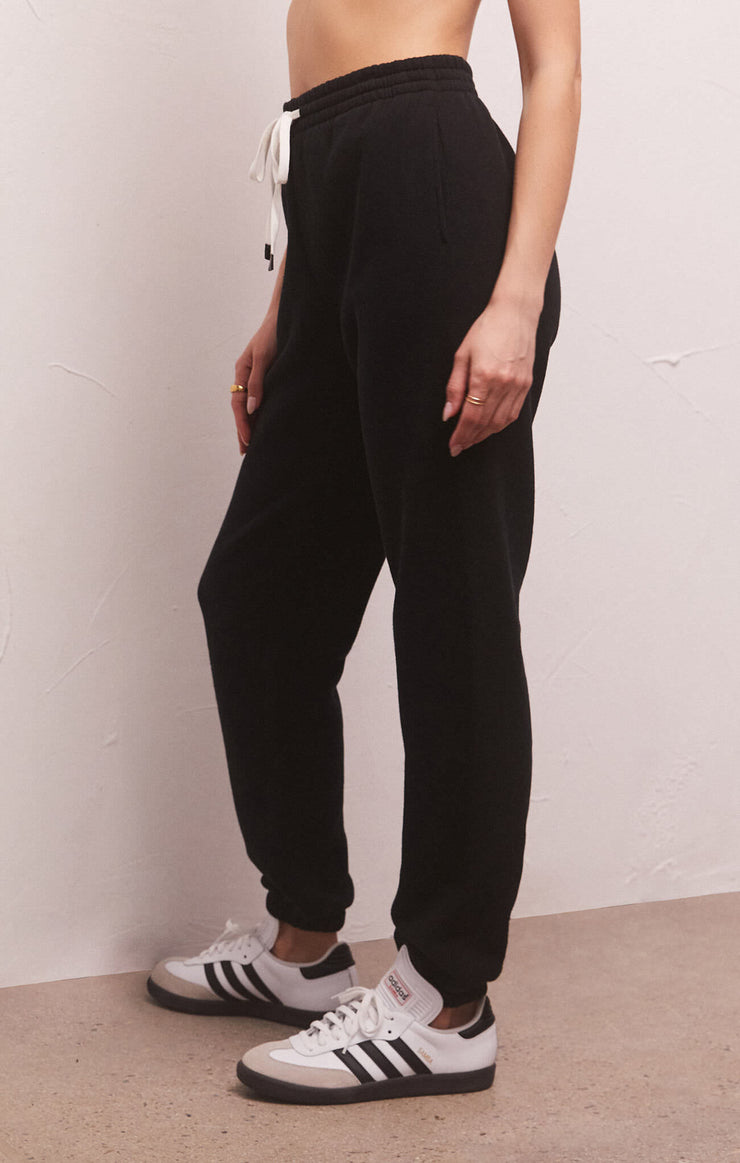 Sporty Fleece Jogger in Black