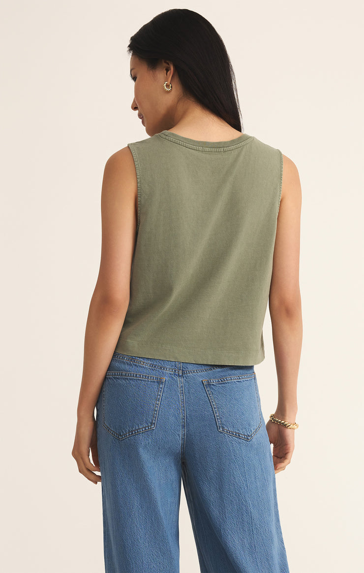 Sloane Cotton Jersey Tank in Avocado