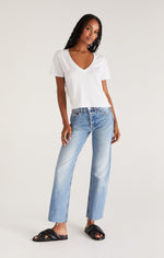 Load image into Gallery viewer, Jaelyn V-Neck Tee in White
