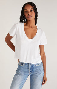 Jaelyn V-Neck Tee in White