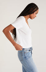 Load image into Gallery viewer, Jaelyn V-Neck Tee in White
