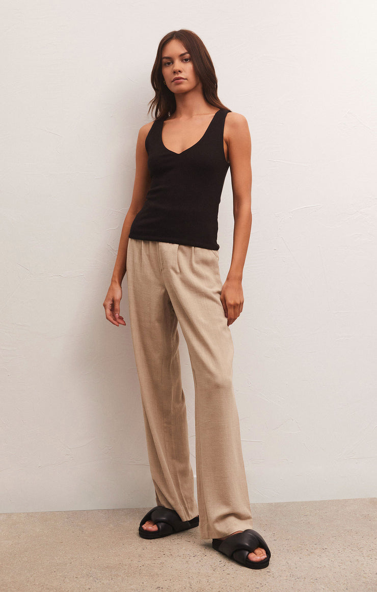 Avala V-Neck Rib Tank in Black