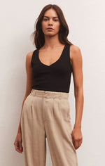 Load image into Gallery viewer, Avala V-Neck Rib Tank in Black
