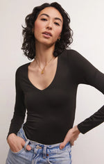 Load image into Gallery viewer, So Smooth V-Neck Bodysuit in Black
