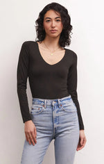Load image into Gallery viewer, So Smooth V-Neck Bodysuit in Black
