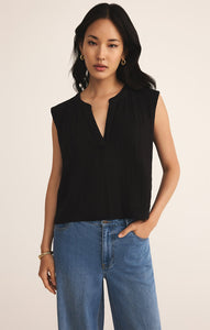 Cliffside V-Neck Airy Top in Black