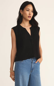 Cliffside V-Neck Airy Top in Black