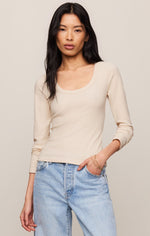 Load image into Gallery viewer, Greyson Scoop Long Sleeve Tee in Chalk
