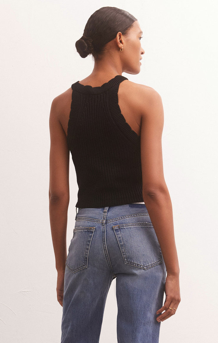Oak Novelty Sweater Top in Black