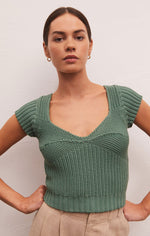 Load image into Gallery viewer, Prim Sweater Top in Emerald Isle
