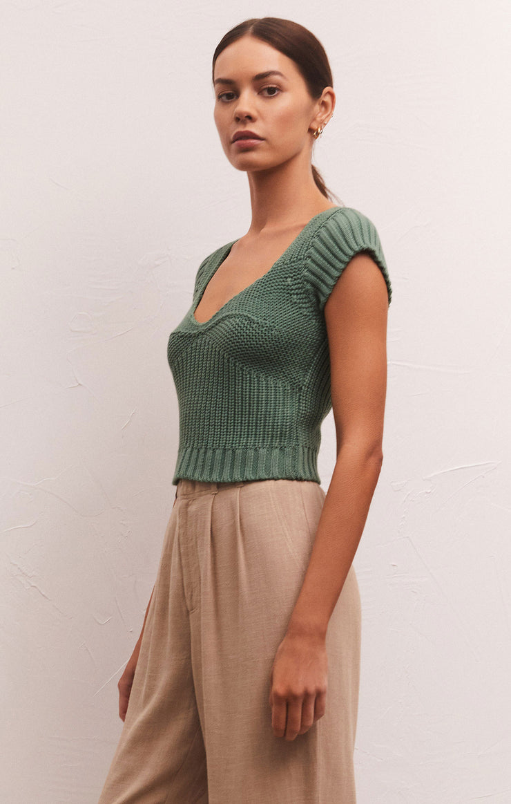 Prim Sweater Top in Emerald Isle