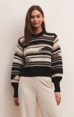 Load image into Gallery viewer, Asheville Stripe Sweater in Black
