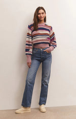 Load image into Gallery viewer, Asheville Stripe Sweater in Magenta Punch
