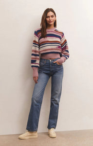 Asheville Stripe Sweater in Magenta Punch