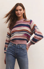 Load image into Gallery viewer, Asheville Stripe Sweater in Magenta Punch
