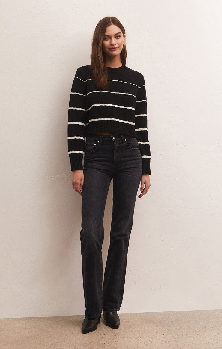 Milan Stripe Sweater in Black