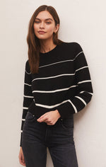 Load image into Gallery viewer, Milan Stripe Sweater in Black
