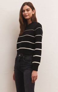 Milan Stripe Sweater in Black