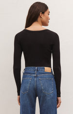 Load image into Gallery viewer, Lilah Long Sleeve Rib Bodysuit in Black
