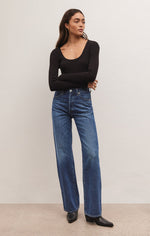 Load image into Gallery viewer, Lilah Long Sleeve Rib Bodysuit in Black

