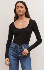 Load image into Gallery viewer, Lilah Long Sleeve Rib Bodysuit in Black
