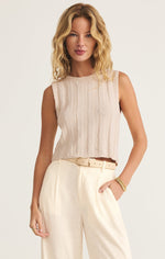 Load image into Gallery viewer, Calan Rib Sweater Cropped Tank in Sea Salt
