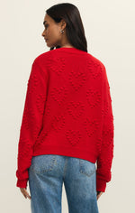 Load image into Gallery viewer, Hearts Embroidered Cardigan in Kiss Me Red
