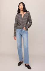 Load image into Gallery viewer, Medina Stripe Cardigan in Charcoal Heather
