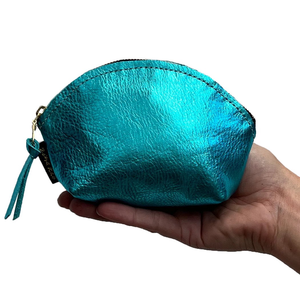 The Metallic Simon Makeup Clutch in Mango