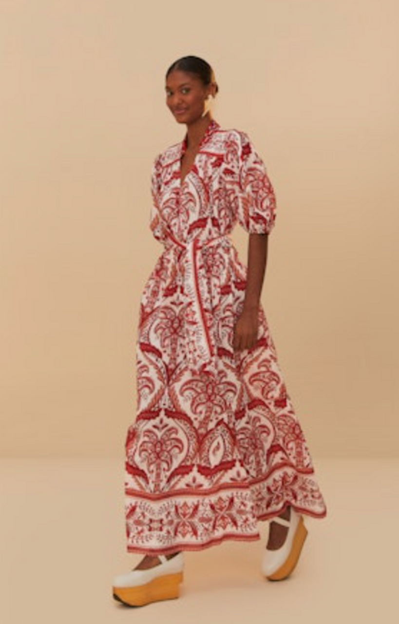 Tropical Cameo Maxi Dress in Off-White/Red Mint Julep Tropical Cameo Maxi Dress in Off-White/Red Mint Julep
