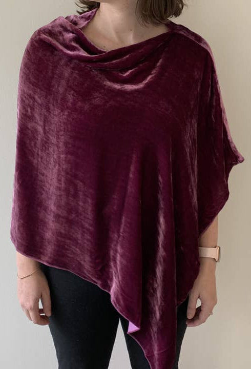 Silk Velvet Poncho Wrap in Orchid