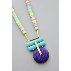 Turquoise and Indigo Button Necklace