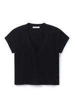 Load image into Gallery viewer, Alanis Recycled Cotton V-Neck Tee in True Black
