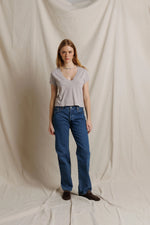 Load image into Gallery viewer, Alanis Recycled Cotton V-Neck Tee in Cloud Grey
