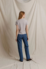Load image into Gallery viewer, Alanis Recycled Cotton V-Neck Tee in Cloud Grey
