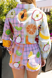 Colorblock Plaid Fruit Shirt in Multi