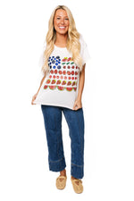 Load image into Gallery viewer, Fruit USA Flag Tee in White
