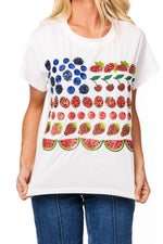 Load image into Gallery viewer, Fruit USA Flag Tee in White
