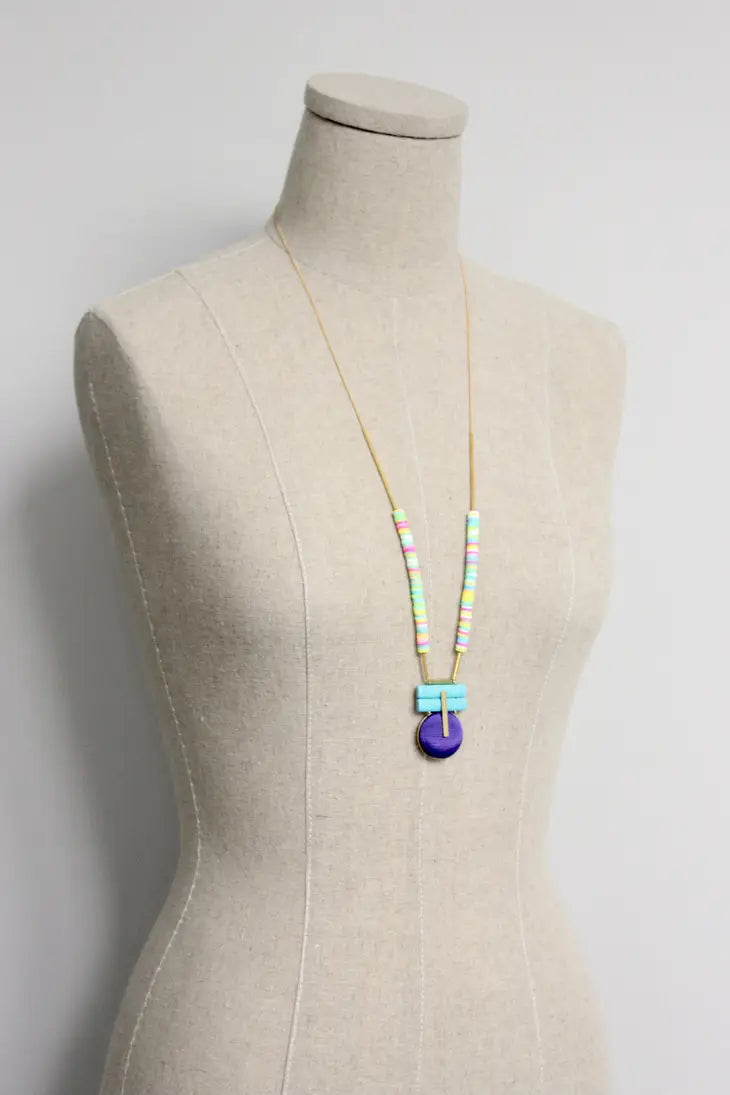 Turquoise and Indigo Button Necklace