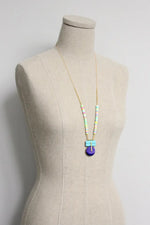 Load image into Gallery viewer, Turquoise and Indigo Button Necklace
