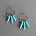 Load image into Gallery viewer, Turquoise Stone Spike Hoop Earrings
