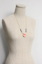 Load image into Gallery viewer, Vintage Glass and Agate Necklace in Grey/Coral
