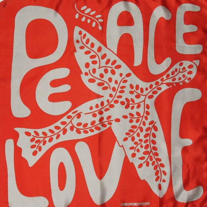 Mini Peace and Love Scarf in Orange