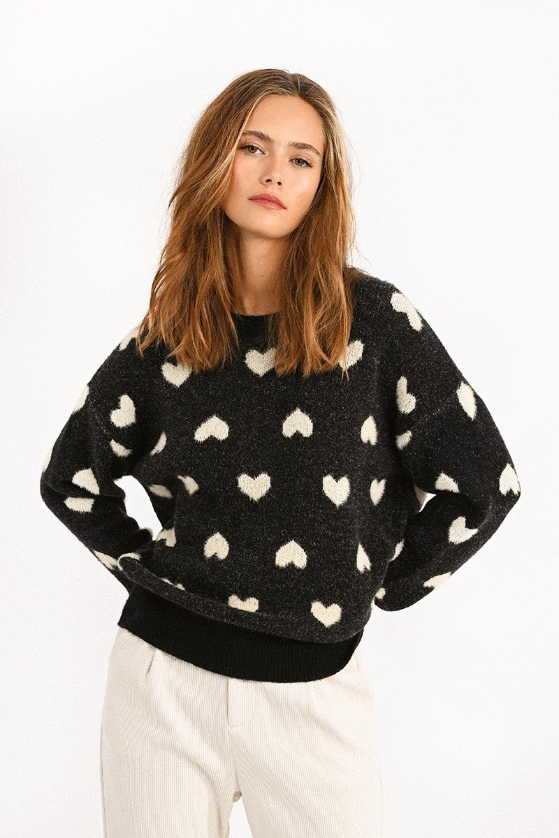 Baby Heart Sweater in Black